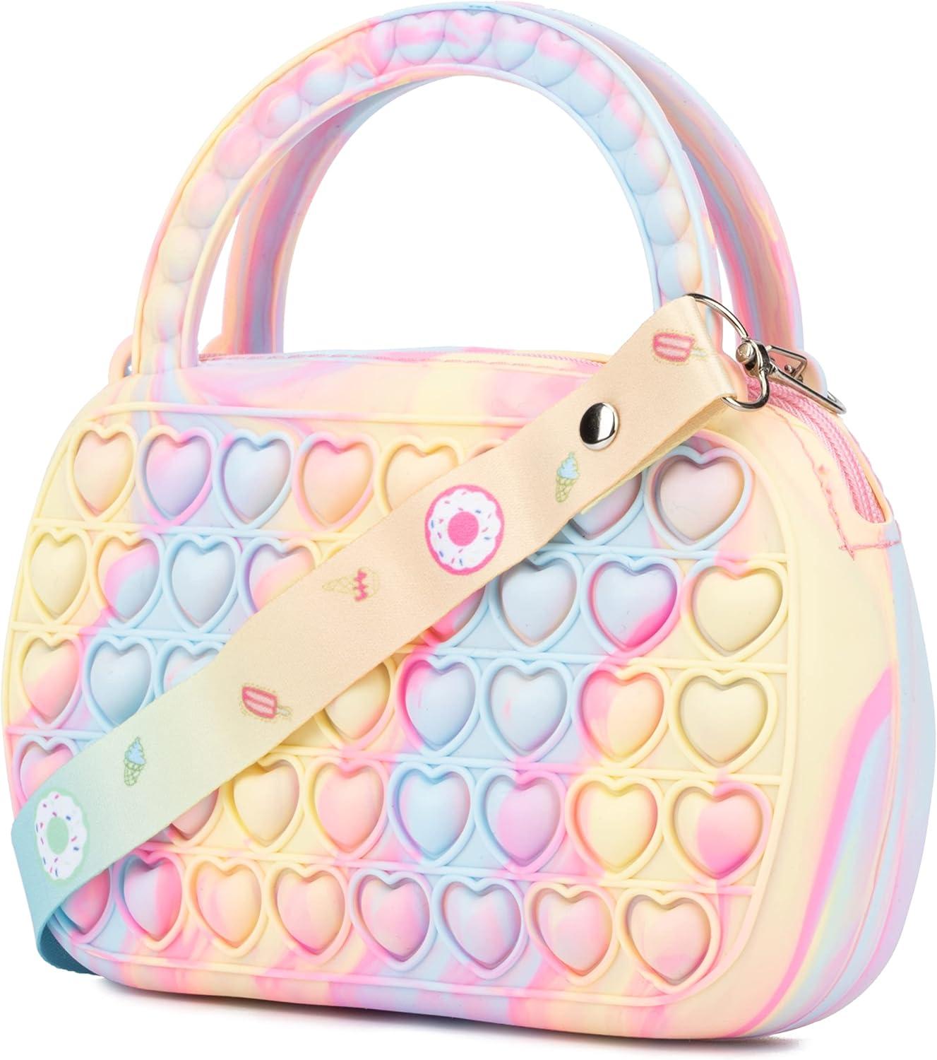 imageOlivia Miller Girl Fashion Mini Rainbow Pop It Fidget Adjustable Crossbody Bag Casual Cute Purse Handbag for Kids ampamp Toddlers