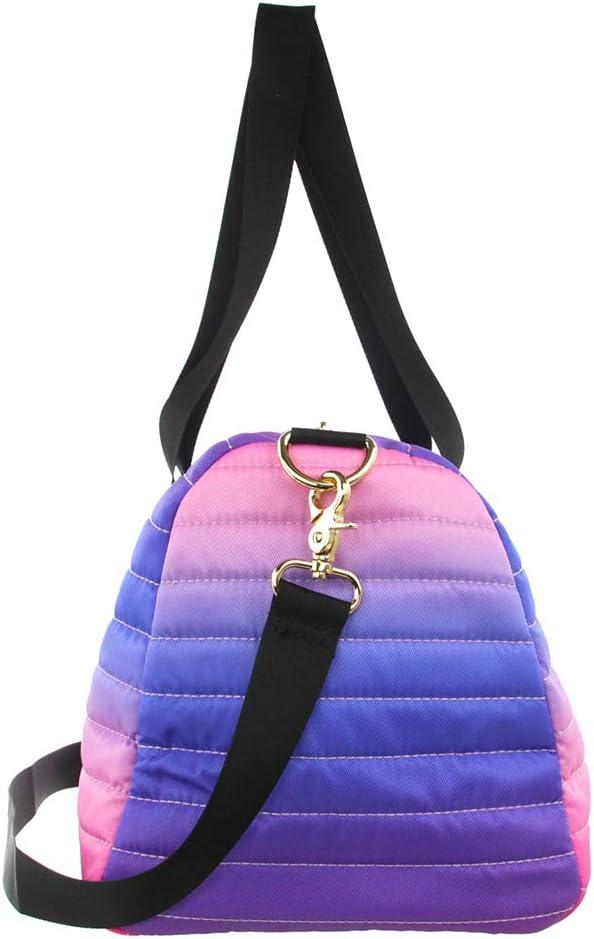 imageOlivia Miller Girls Duffel Bag Ombre Pink Purple Multicolor Quilted Overnight Cute Mini Small Shoulder Bag For Kids Travel CarryOn Weekender Weekend Bags for Little Girls Teens Gym Sports Gift