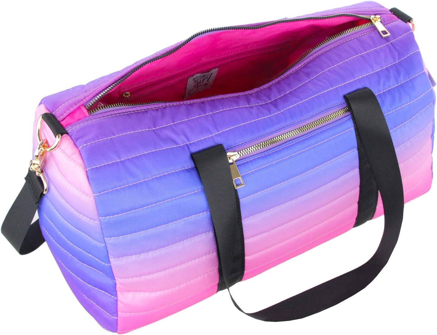 imageOlivia Miller Girls Duffel Bag Ombre Pink Purple Multicolor Quilted Overnight Cute Mini Small Shoulder Bag For Kids Travel CarryOn Weekender Weekend Bags for Little Girls Teens Gym Sports Gift