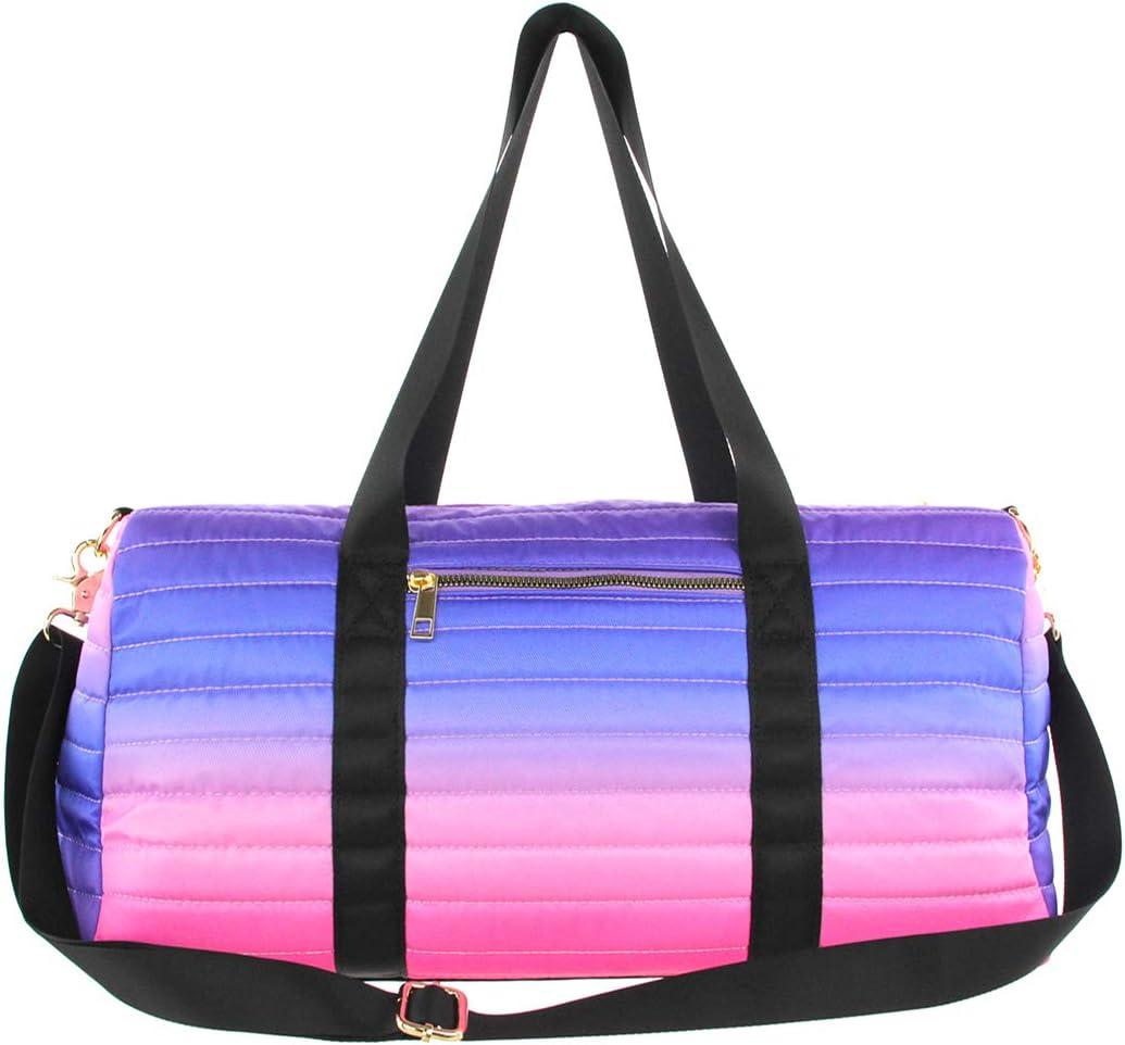 imageOlivia Miller Girls Duffel Bag Ombre Pink Purple Multicolor Quilted Overnight Cute Mini Small Shoulder Bag For Kids Travel CarryOn Weekender Weekend Bags for Little Girls Teens Gym Sports Gift