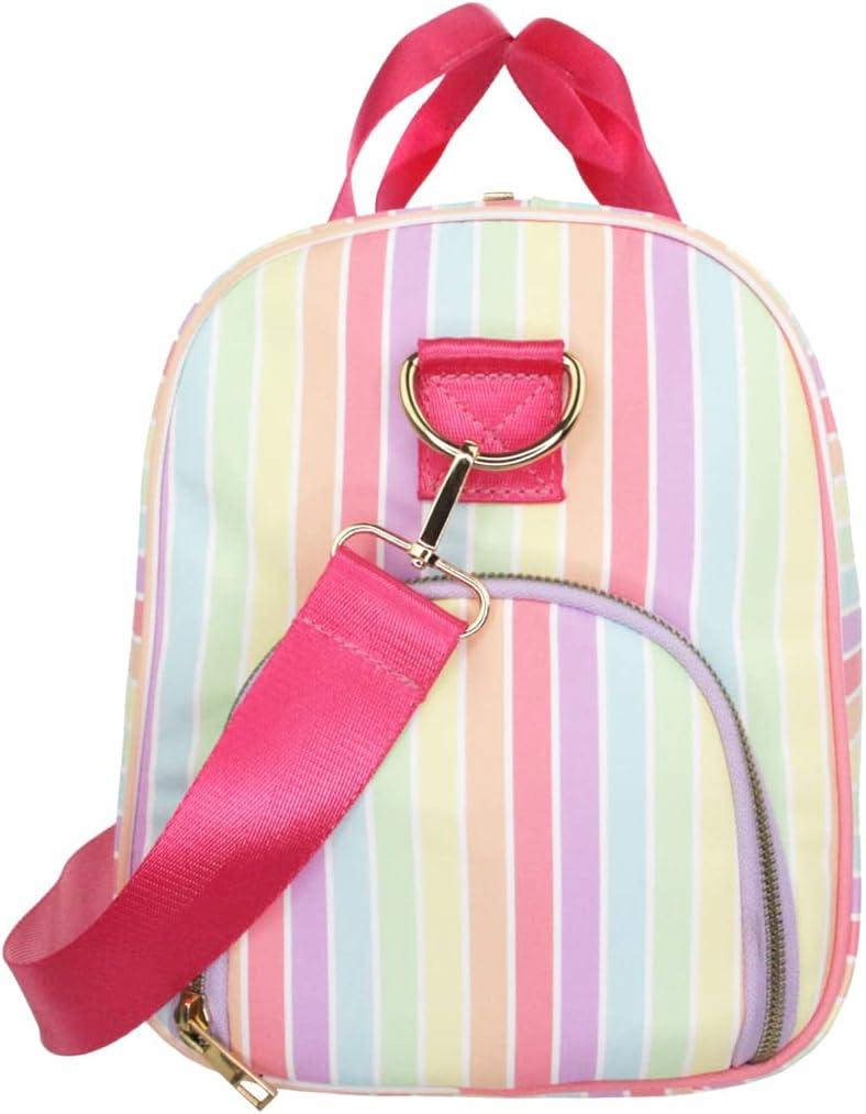 imageOlivia Miller Girls Duffel Bag Overnight Cute Pink Rainbow Multicolor Stripe Mini Shoulder Bag for Kids Travel CarryOn Weekender Overnight Weekend Bag for Little Girls Teens Gym Teenage Sport Gift