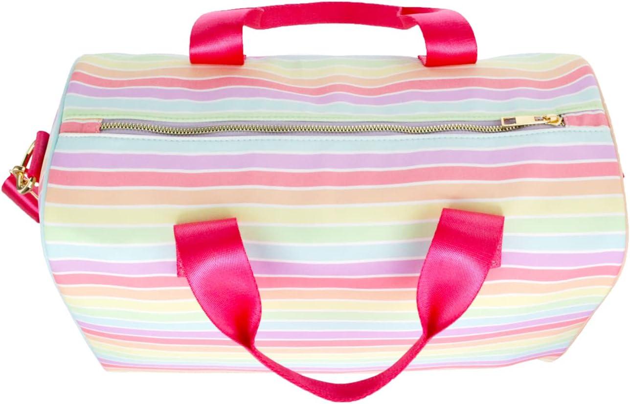 imageOlivia Miller Girls Duffel Bag Overnight Cute Pink Rainbow Multicolor Stripe Mini Shoulder Bag for Kids Travel CarryOn Weekender Overnight Weekend Bag for Little Girls Teens Gym Teenage Sport Gift