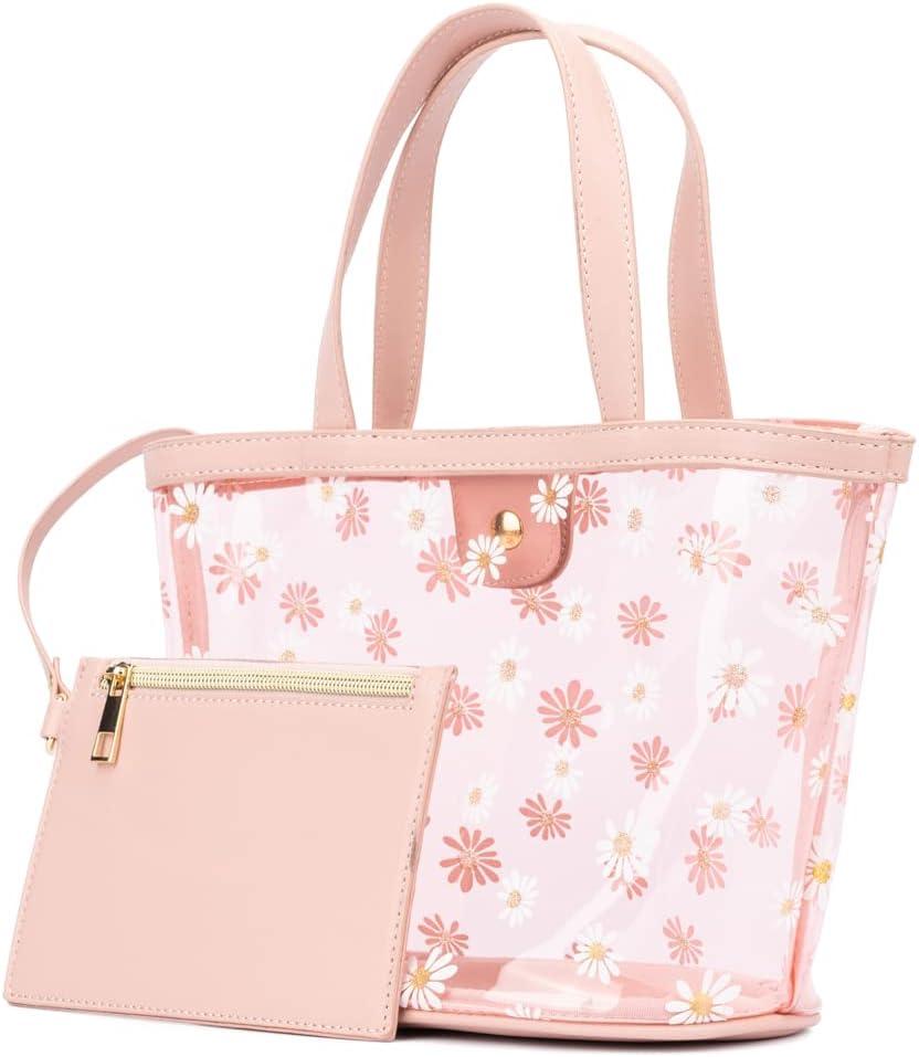 imageOlivia Miller Girls Fashion Alessia Mini Pink Daisy Clear Tote Shoulder Bag Casual Cute Purse Handbag for Kids ampamp Toddlers