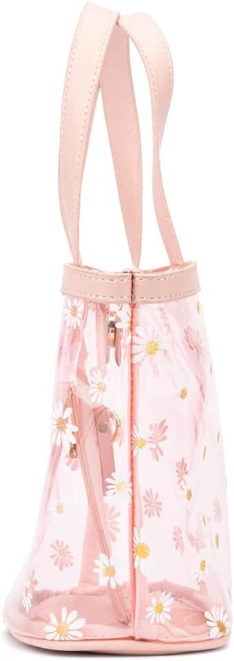imageOlivia Miller Girls Fashion Alessia Mini Pink Daisy Clear Tote Shoulder Bag Casual Cute Purse Handbag for Kids ampamp Toddlers