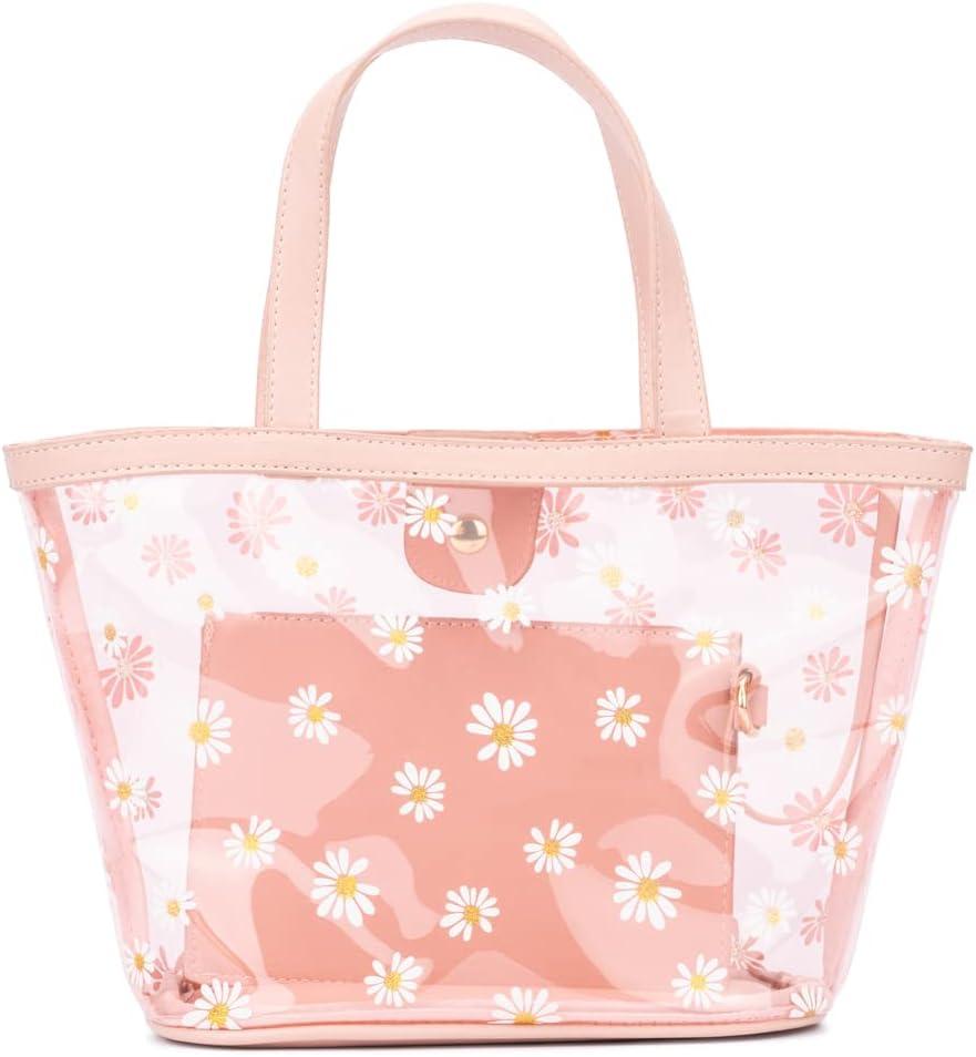 imageOlivia Miller Girls Fashion Alessia Mini Pink Daisy Clear Tote Shoulder Bag Casual Cute Purse Handbag for Kids ampamp Toddlers