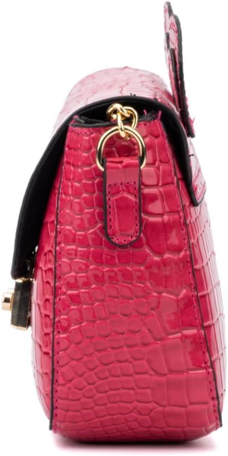 imageOlivia Miller Girls Fashion Kelly Pink Mini Faux Crocodile Pattern w Bear Ears Crossbody Bag Casual Adjustable Shoulder Strap Cute Purse Handbag for Kids ampamp Toddlers
