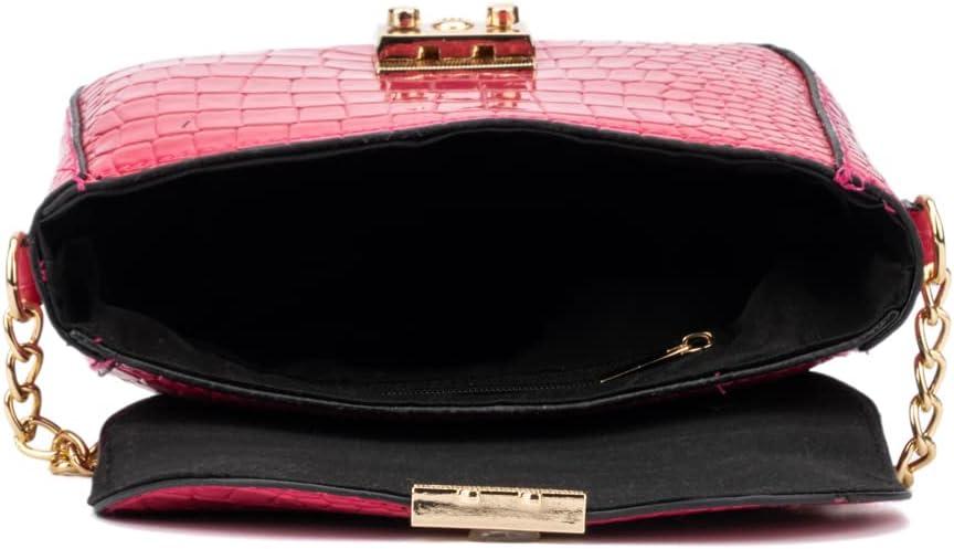 imageOlivia Miller Girls Fashion Kelly Pink Mini Faux Crocodile Pattern w Bear Ears Crossbody Bag Casual Adjustable Shoulder Strap Cute Purse Handbag for Kids ampamp Toddlers