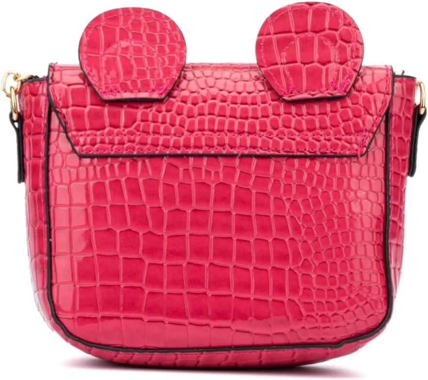 imageOlivia Miller Girls Fashion Kelly Pink Mini Faux Crocodile Pattern w Bear Ears Crossbody Bag Casual Adjustable Shoulder Strap Cute Purse Handbag for Kids ampamp Toddlers