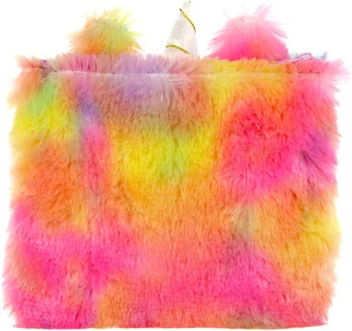 imageOlivia Miller Girls Ombre Faux Fur Tie Dye Unicorn Novelty Kid Makeup Bag Pouch