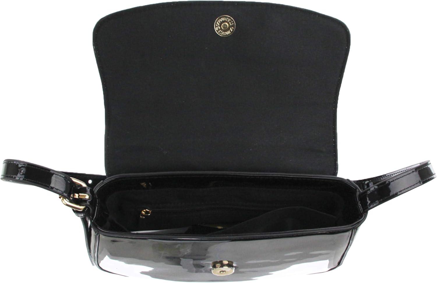 imageOlivia Miller Women Leila Faux Patent Leather Shoulder Bag w Adjustable Strap Casual 90s Y2K Retro Evening Purse Handbag