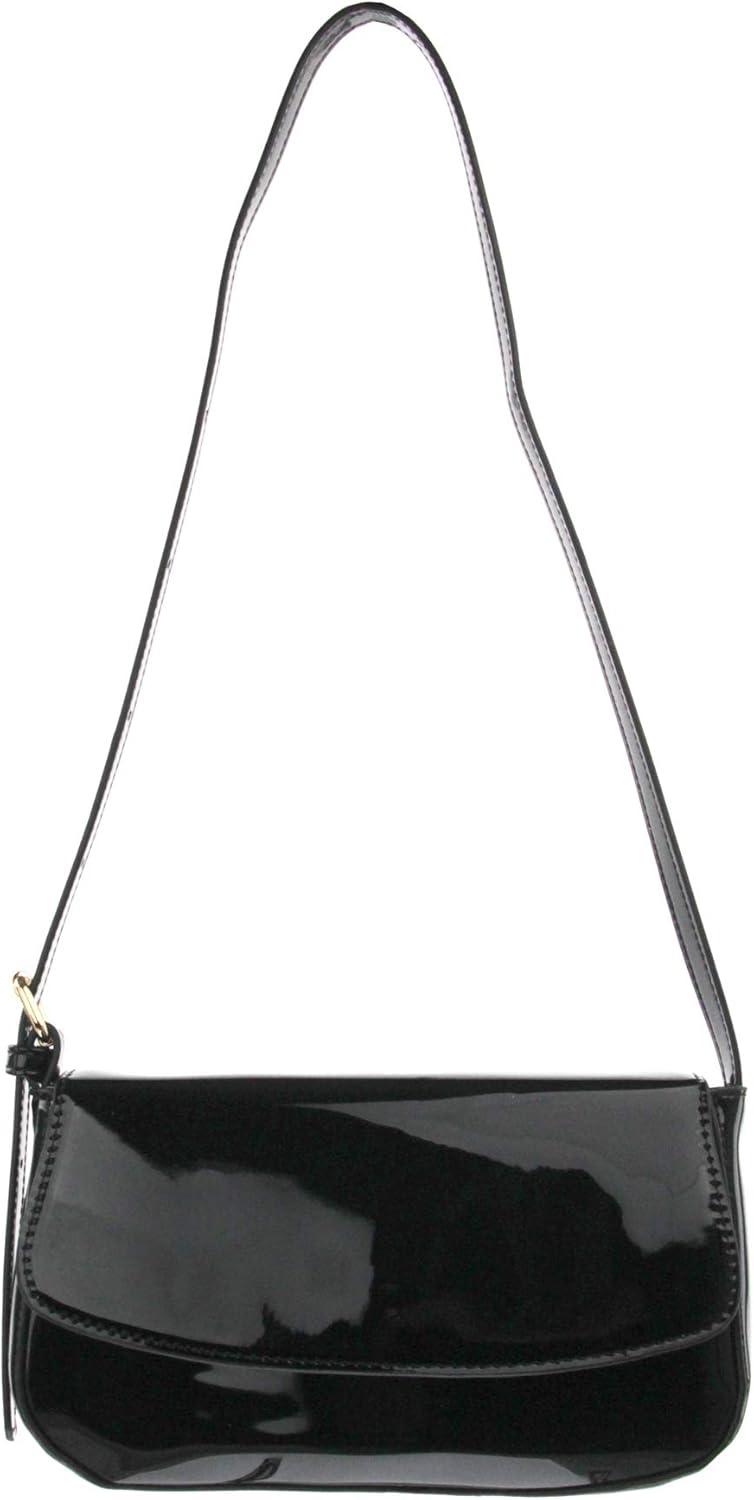 imageOlivia Miller Women Leila Faux Patent Leather Shoulder Bag w Adjustable Strap Casual 90s Y2K Retro Evening Purse Handbag