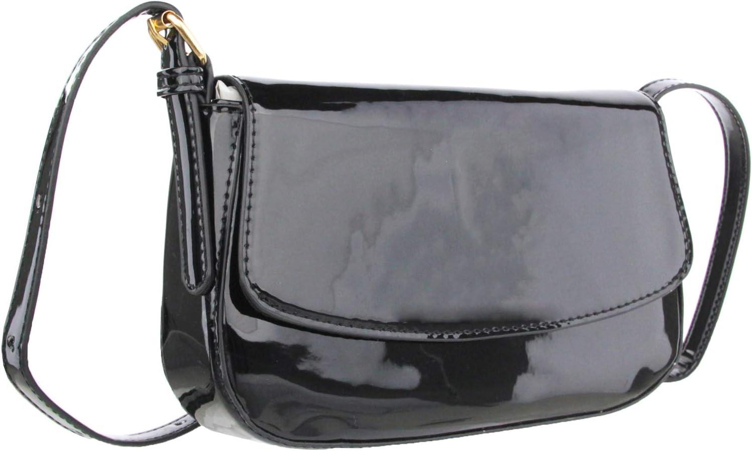 imageOlivia Miller Women Leila Faux Patent Leather Shoulder Bag w Adjustable Strap Casual 90s Y2K Retro Evening Purse Handbag