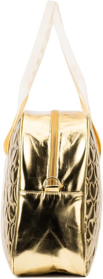 imageOlivia Miller Womens Duffel Bag Brianna Quilted Heart Gold Overnight Cute Shoulder Duffle Bag for Ladies Travel CarryOn Weekender Getaway Weekend Duffle Tote Bag for Woman Teens Gym Teenage Sport Gift