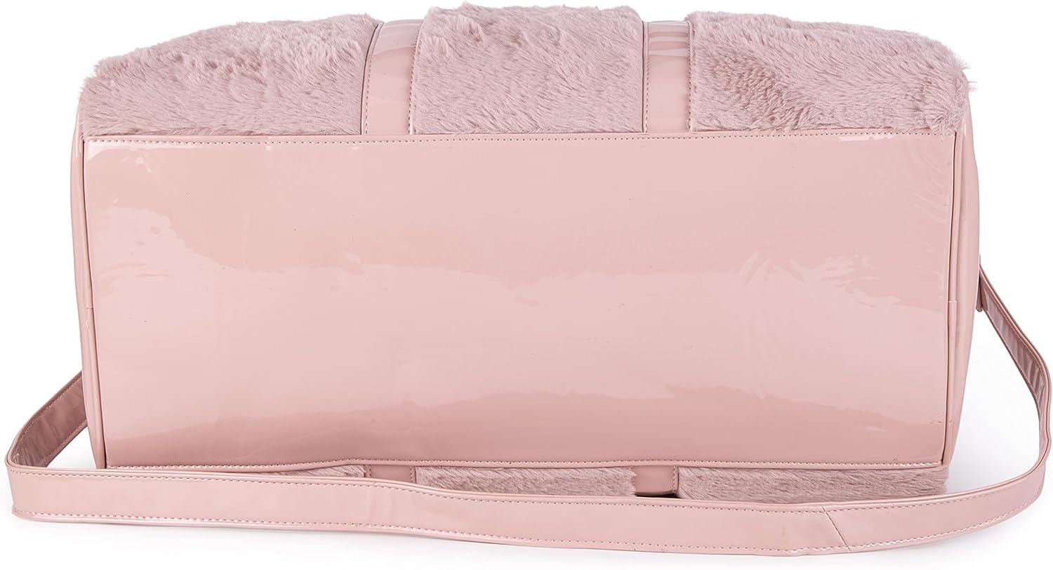 imageOlivia Miller Womens Duffel Bag Faux Fur ampamp Fabric Overnight Cute Blush Pink Shoulder Duffle Bag for Ladies Travel CarryOn Weekender Getaway Weekend Tote for Woman Teens Gym Teenage Sport Gift