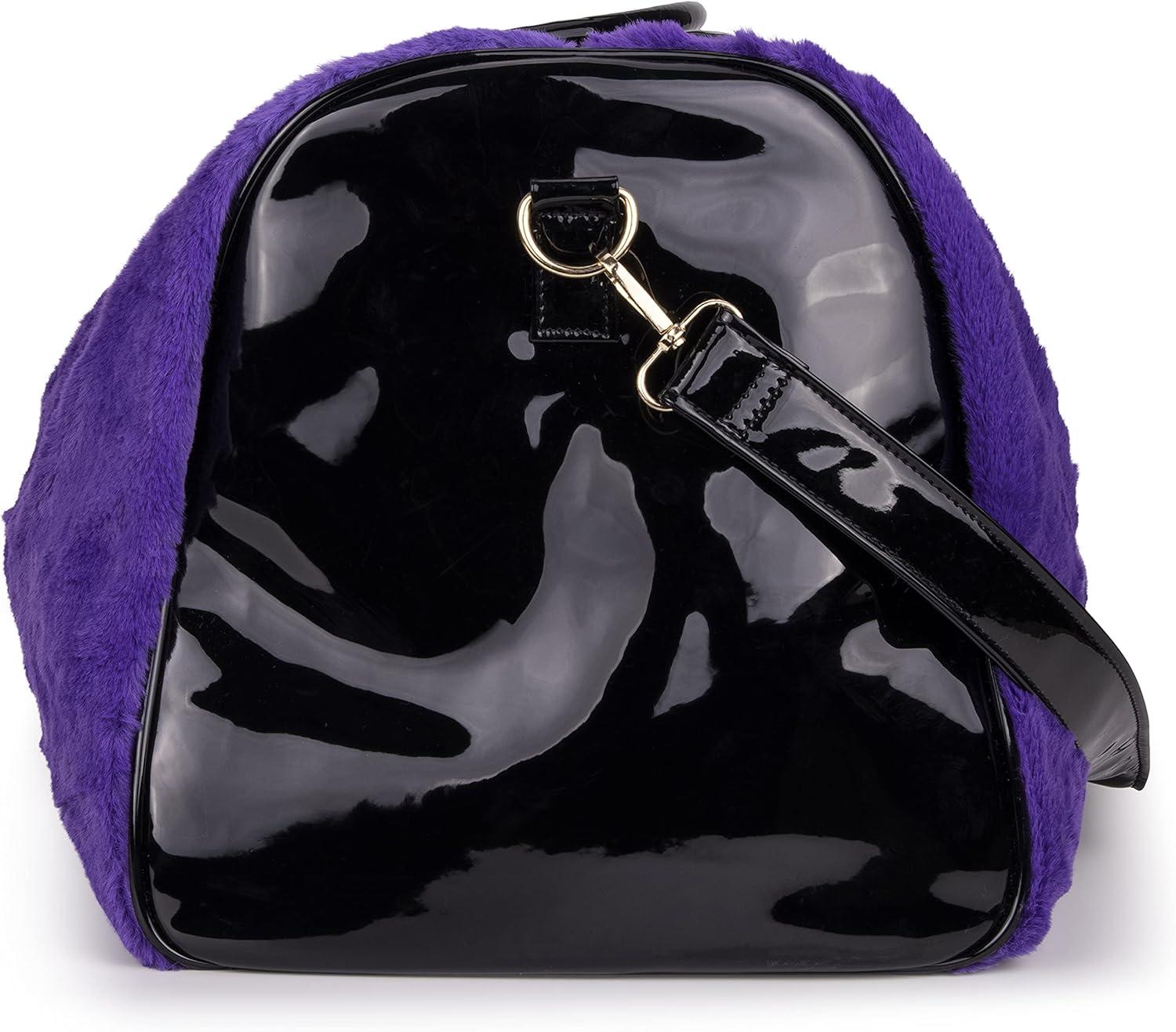 imageOlivia Miller Womens Duffel Bag Faux Fur ampamp Fabric Overnight Cute Royal Purple Shoulder Duffle Bag for Ladies Travel CarryOn Weekender Getaway Weekend Tote for Woman Teens Gym Teenage Sport Gift