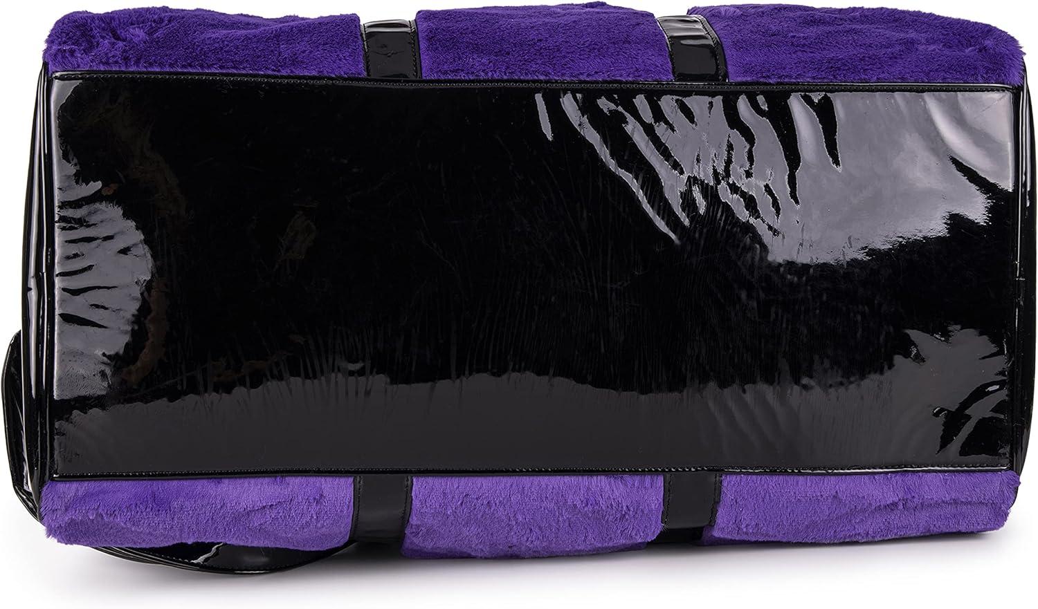 imageOlivia Miller Womens Duffel Bag Faux Fur ampamp Fabric Overnight Cute Royal Purple Shoulder Duffle Bag for Ladies Travel CarryOn Weekender Getaway Weekend Tote for Woman Teens Gym Teenage Sport Gift