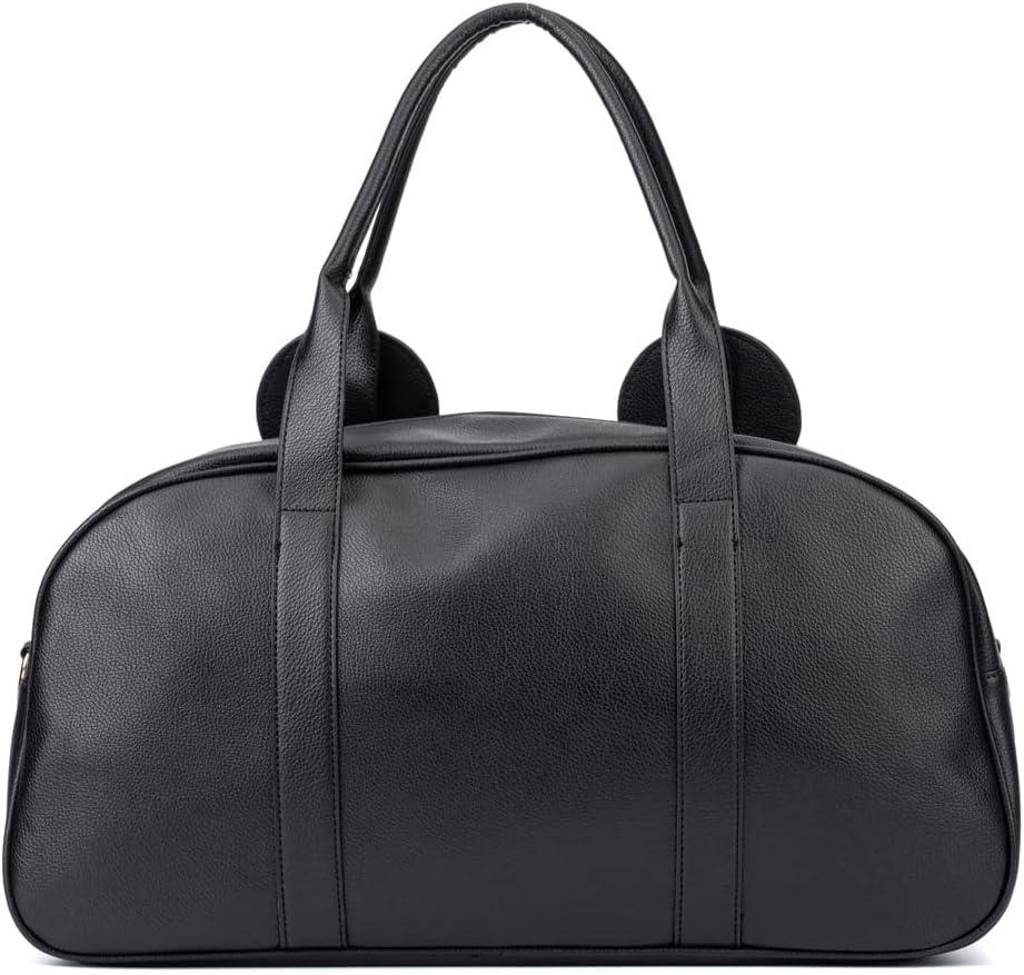 imageOlivia Miller Womens Duffel Bag Kuma Black Hot Pink Bow w Faux PU Leather Mouse Ears Shoulder Duffle Bag for Ladies Travel CarryOn Weekender Getaway Weekend Tote for Woman Teens Gym Teenage Sport Gift