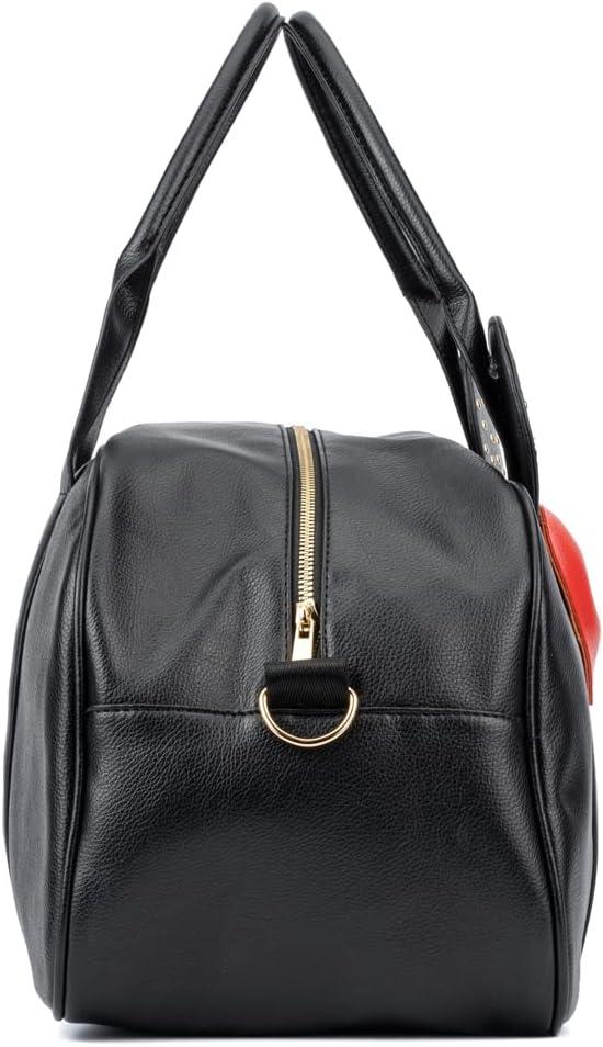imageOlivia Miller Womens Duffel Bag Kuma Black Red Bow w Faux PU Leather Mouse Ears Shoulder Duffle Bag for Ladies Travel CarryOn Weekender Getaway Weekend Tote for Woman Teens Gym Teenage Sport Gift