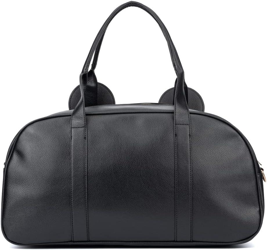 imageOlivia Miller Womens Duffel Bag Kuma Black White Polka Dots Bow w Faux PU Leather Mouse Ears Shoulder Duffle Bag for Ladies Travel CarryOn Weekender Getaway Weekend Tote for Woman Teens Gym Teenage Sport Gift
