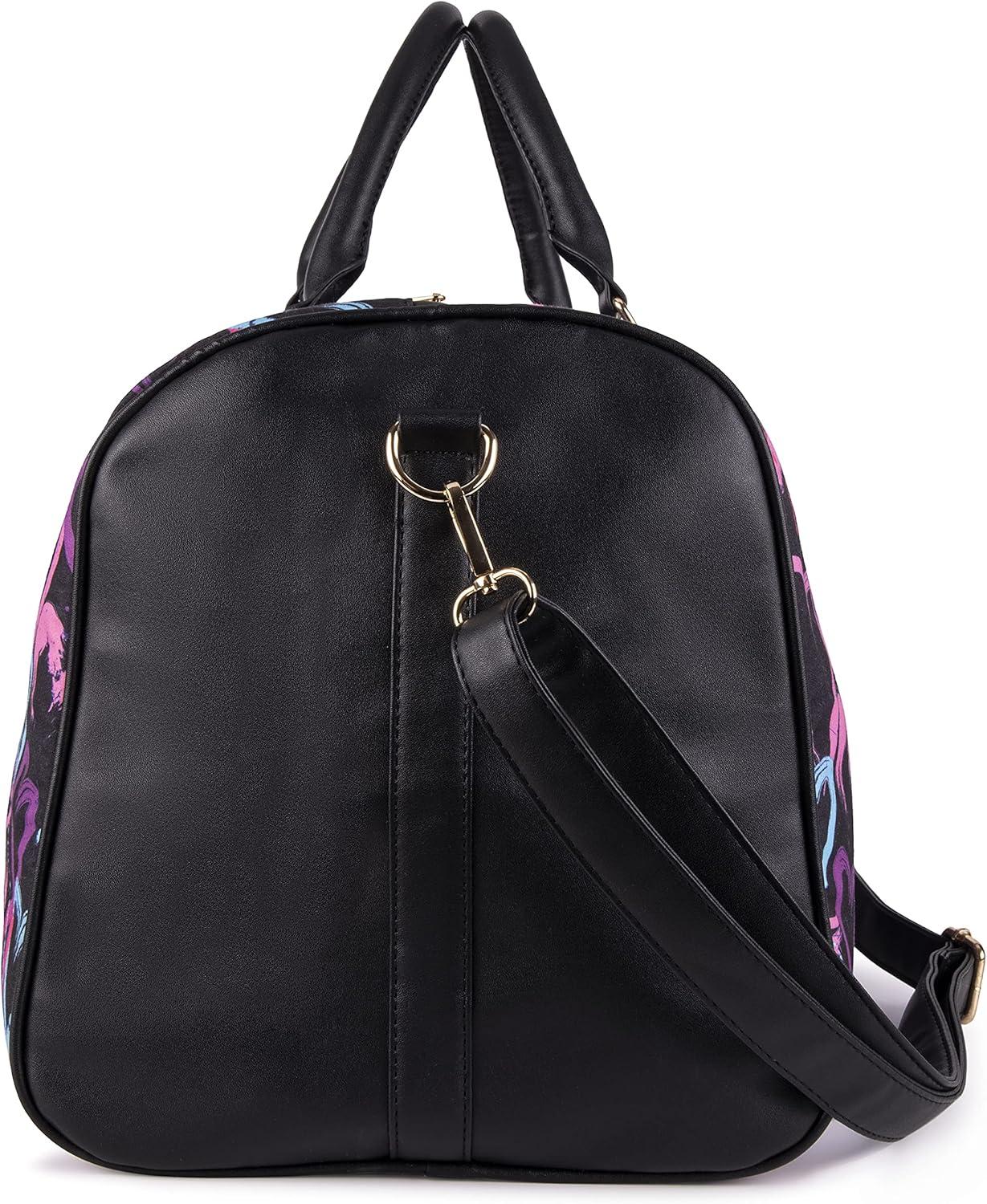 imageOlivia Miller Womens Duffel Bag PU Faux Leather ampamp Fabric Overnight Cute Black Hearts Shoulder Duffle Bag for Ladies Travel CarryOn Weekender Getaway Weekend Tote Woman Gym Sport Gift