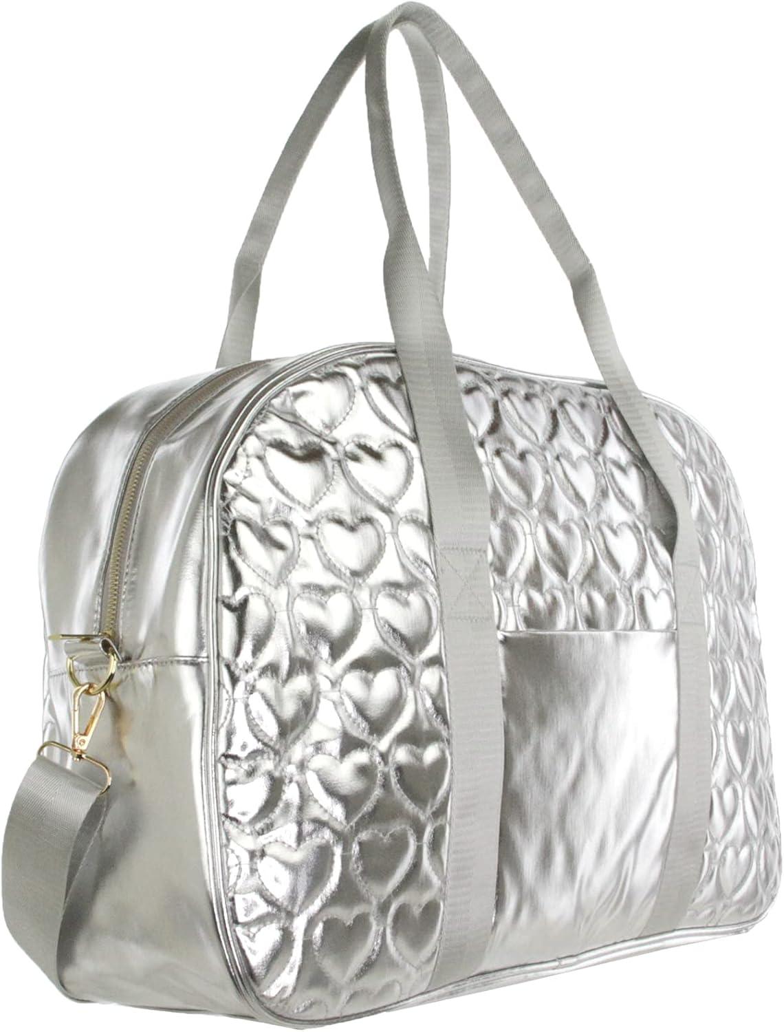 imageOlivia Miller Womens Duffel Bag Quilted Heart Overnight Cute Shoulder Duffle Bag for Ladies Travel CarryOn Weekender Getaway Weekend Tote for Woman Gym Sport Gift
