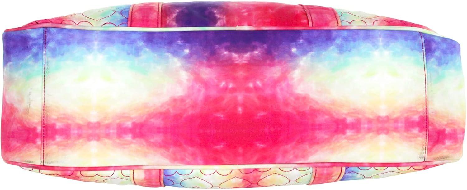 imageOlivia Miller Womens Duffel Bag Quilted Heart Rainbow Tie Dye Overnight Cute Shoulder Duffle Bag for Ladies Travel CarryOn Weekender Getaway Weekend Tote for Woman Teens Gym Teenage Sport Gift