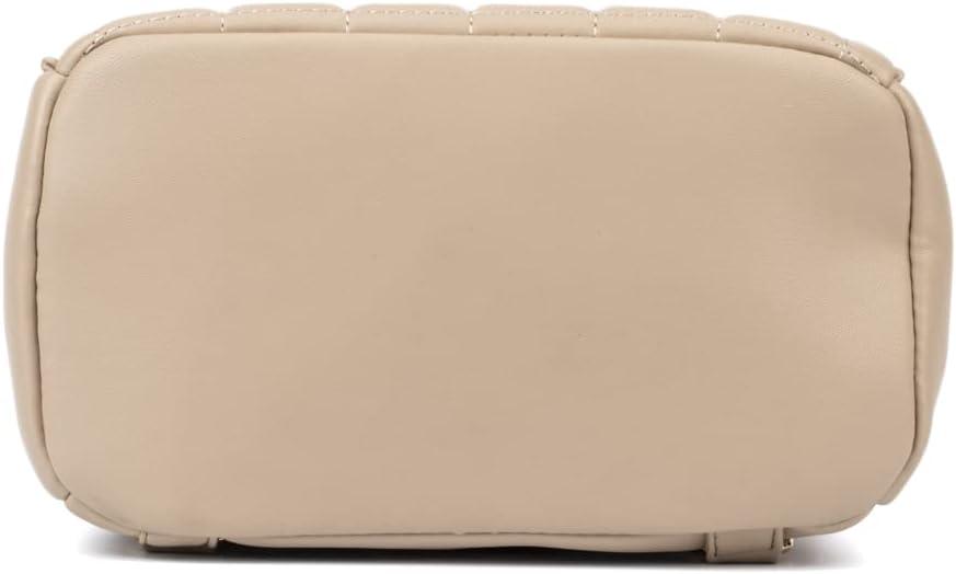 imageOlivia Miller Womens Fashion Belinda Beige Quilted Faux PU Leather Small Backpack Casual Shoulder Bag Ladies Daypack Travel w Zipper