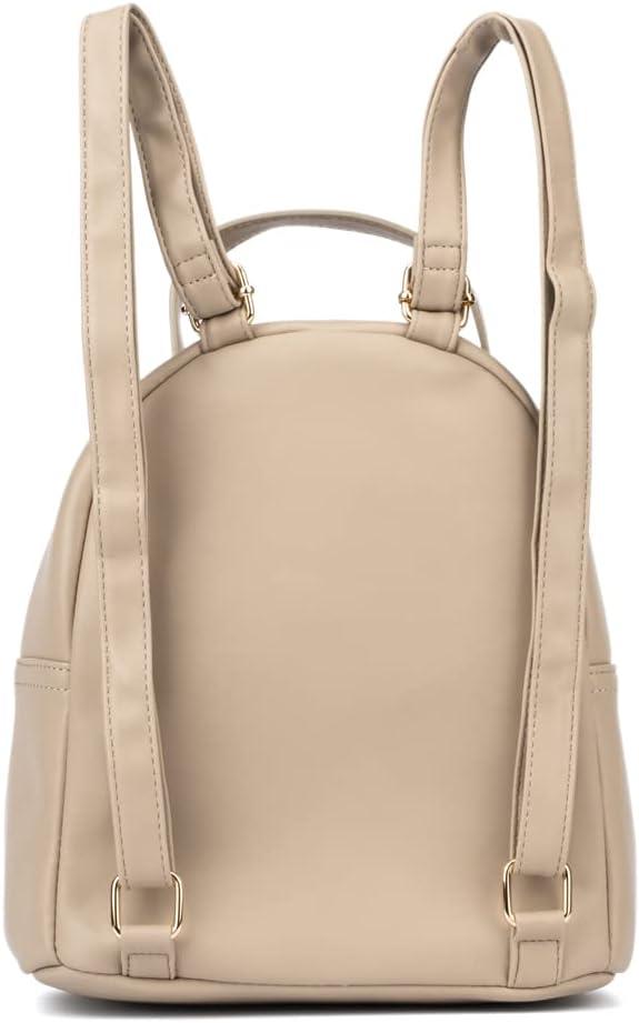 imageOlivia Miller Womens Fashion Belinda Beige Quilted Faux PU Leather Small Backpack Casual Shoulder Bag Ladies Daypack Travel w Zipper