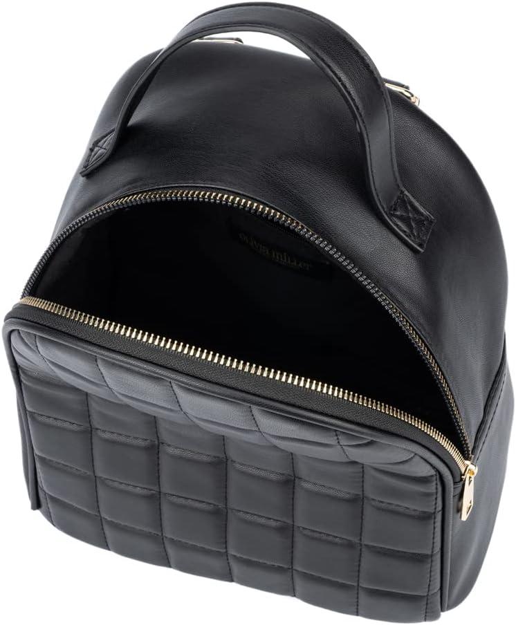 imageOlivia Miller Womens Fashion Belinda Black Quilted Faux PU Leather Small Backpack Casual Shoulder Bag Ladies Daypack Travel w Zipper