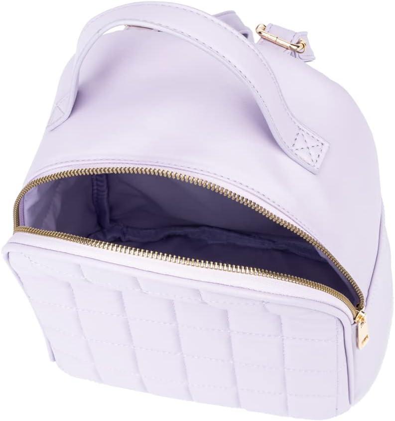 imageOlivia Miller Womens Fashion Belinda Lavender Quilted Faux PU Leather Small Backpack Casual Shoulder Bag Ladies Daypack Travel w Zipper
