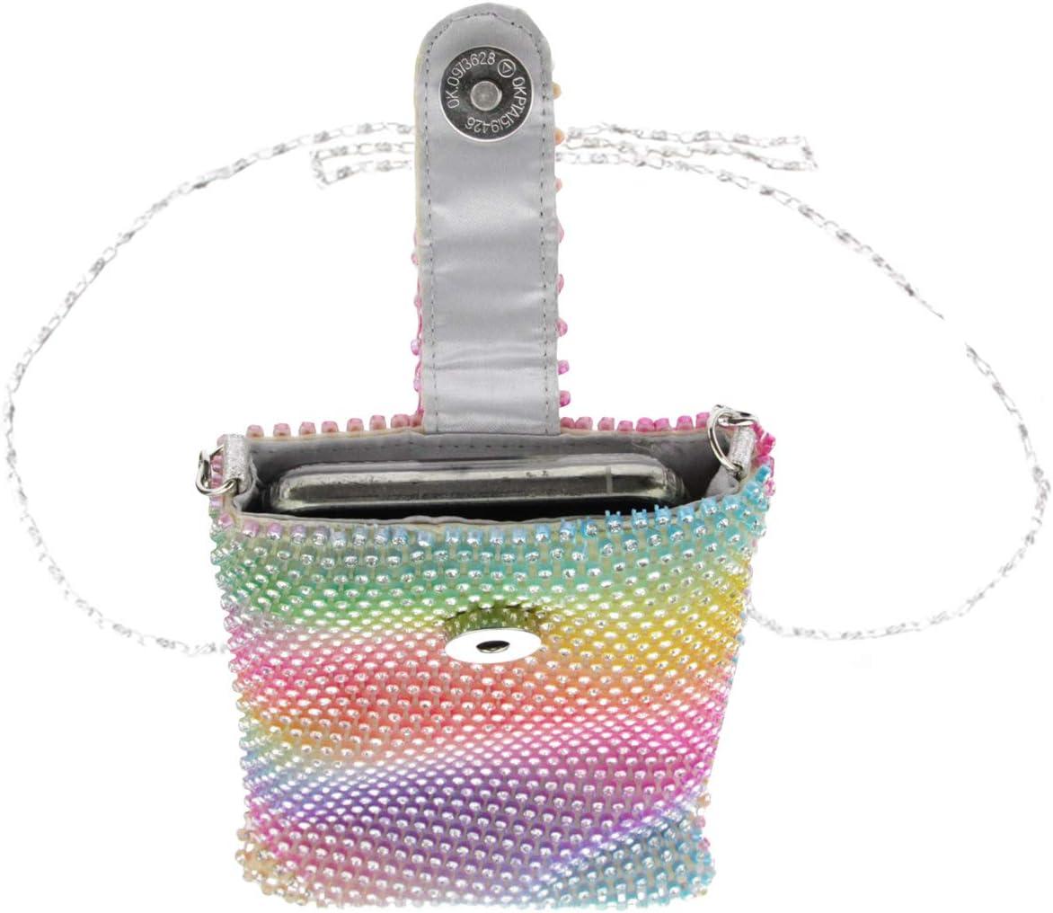 imageOlivia Miller Womens Fashion Cami Rhinestone Mesh Iridescent Cell Phone Crossbody Mini Bag Casual Evening Purse Handbag