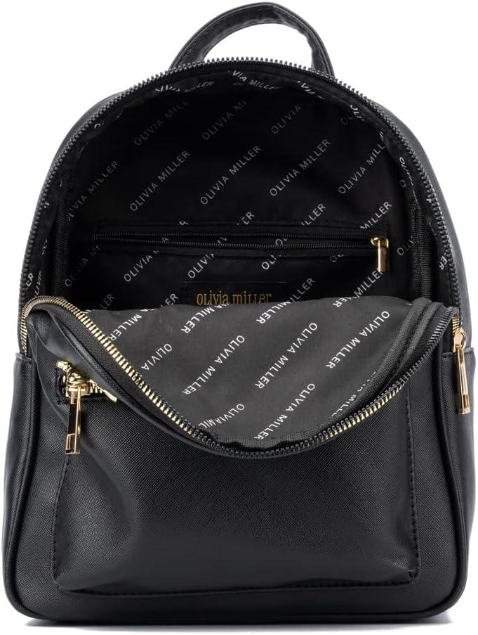 imageOlivia Miller Womens Fashion Rumi Black Faux PU Leather w Gold Butterflies Small Backpack Casual Shoulder Bag Ladies Daypack Travel w Zipper
