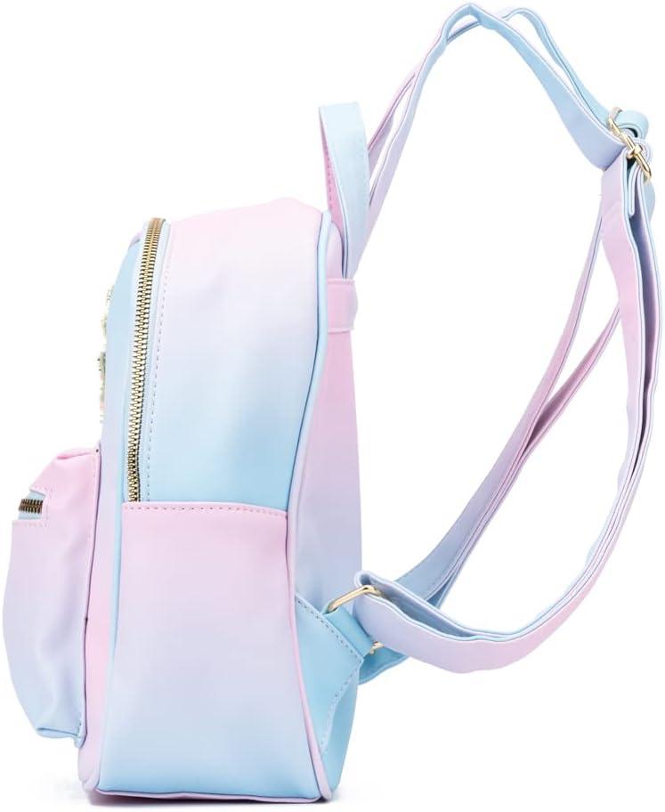 imageOlivia Miller Womens Fashion Rumi Rainbow Multicolor Faux PU Leather w Gold Butterflies Small Backpack Casual Shoulder Bag Ladies Daypack Travel w Zipper