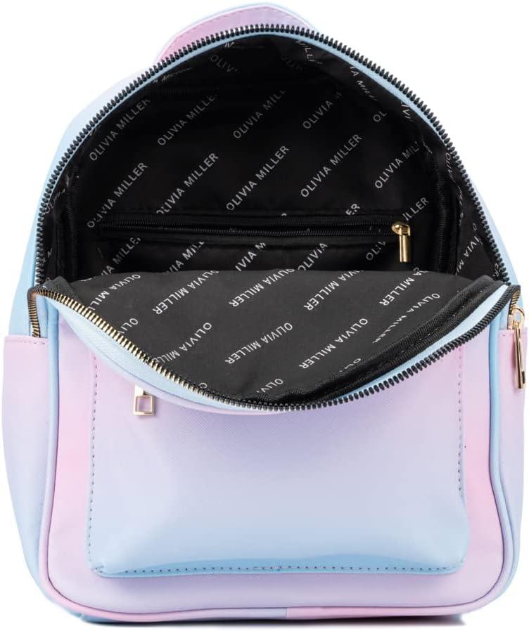 imageOlivia Miller Womens Fashion Rumi Rainbow Multicolor Faux PU Leather w Gold Butterflies Small Backpack Casual Shoulder Bag Ladies Daypack Travel w Zipper