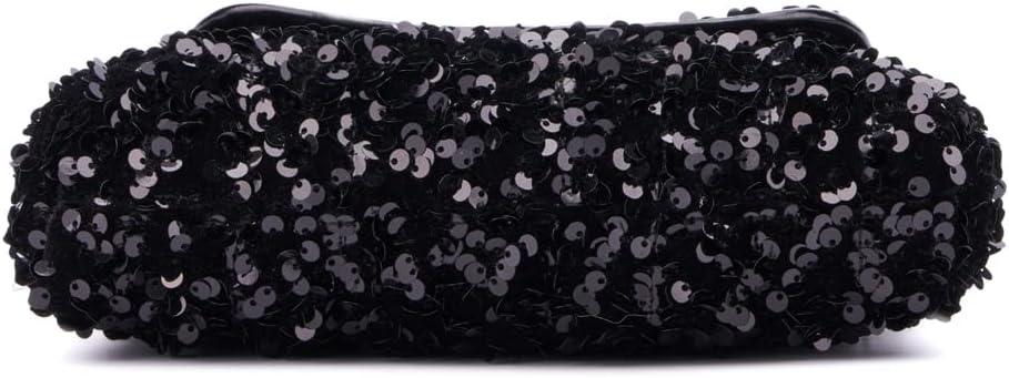 imageOlivia Miller Womens Fashion Zaria Sequin w Front Flap Evening Bag Wedding Prom Party Clutch Crossbody HandbagBlack