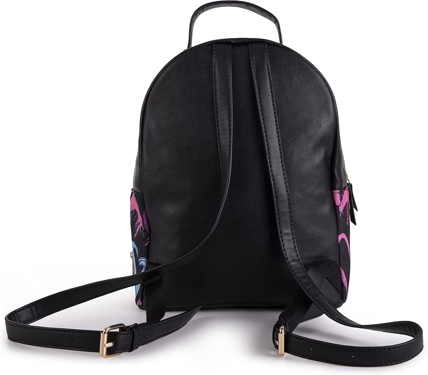 imageOlivia Miller Womens Lightweight Mini Casual Adjustable Black Backpack w Coin Pouch n Cute Printed Hearts Ladies Shoulder Bag Daypack Travel w Zipper