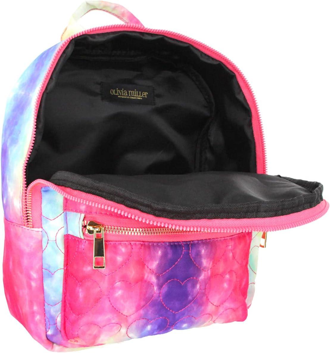 imageOlivia Miller Womens Quilted Heart Ombre Rainbow Tie Dye Front Pocket Backpack