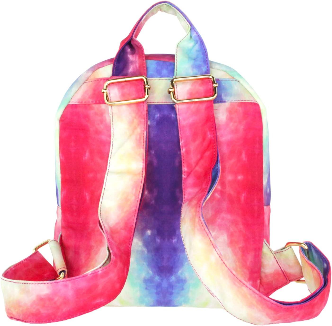 imageOlivia Miller Womens Quilted Heart Ombre Rainbow Tie Dye Front Pocket Backpack