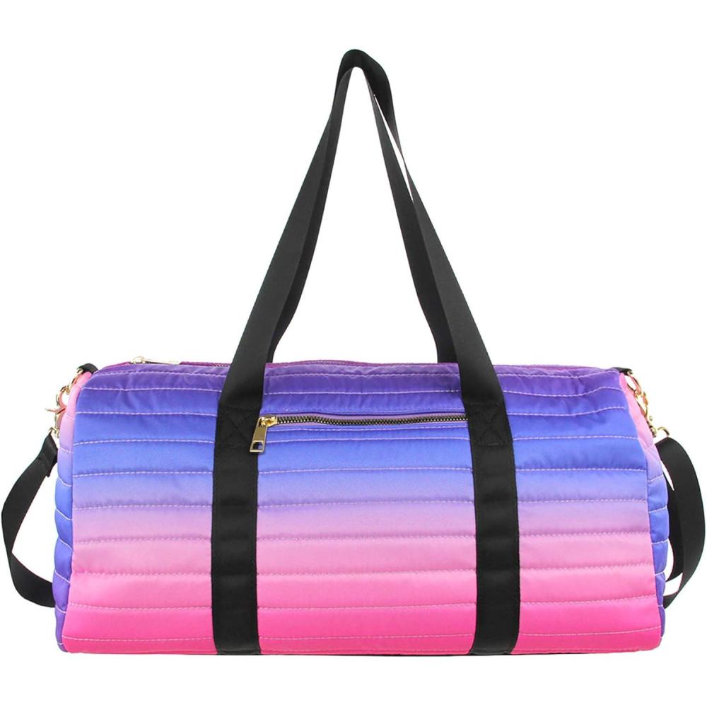 imageOlivia Miller Girls Duffel Bag Ombre Pink Purple Multicolor Quilted Overnight Cute Mini Small Shoulder Bag For Kids Travel CarryOn Weekender Weekend Bags for Little Girls Teens Gym Sports Gift