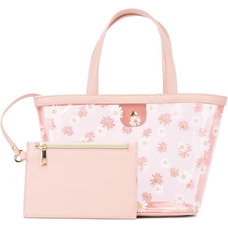 imageOlivia Miller Girls Fashion Alessia Mini Pink Daisy Clear Tote Shoulder Bag Casual Cute Purse Handbag for Kids ampamp Toddlers