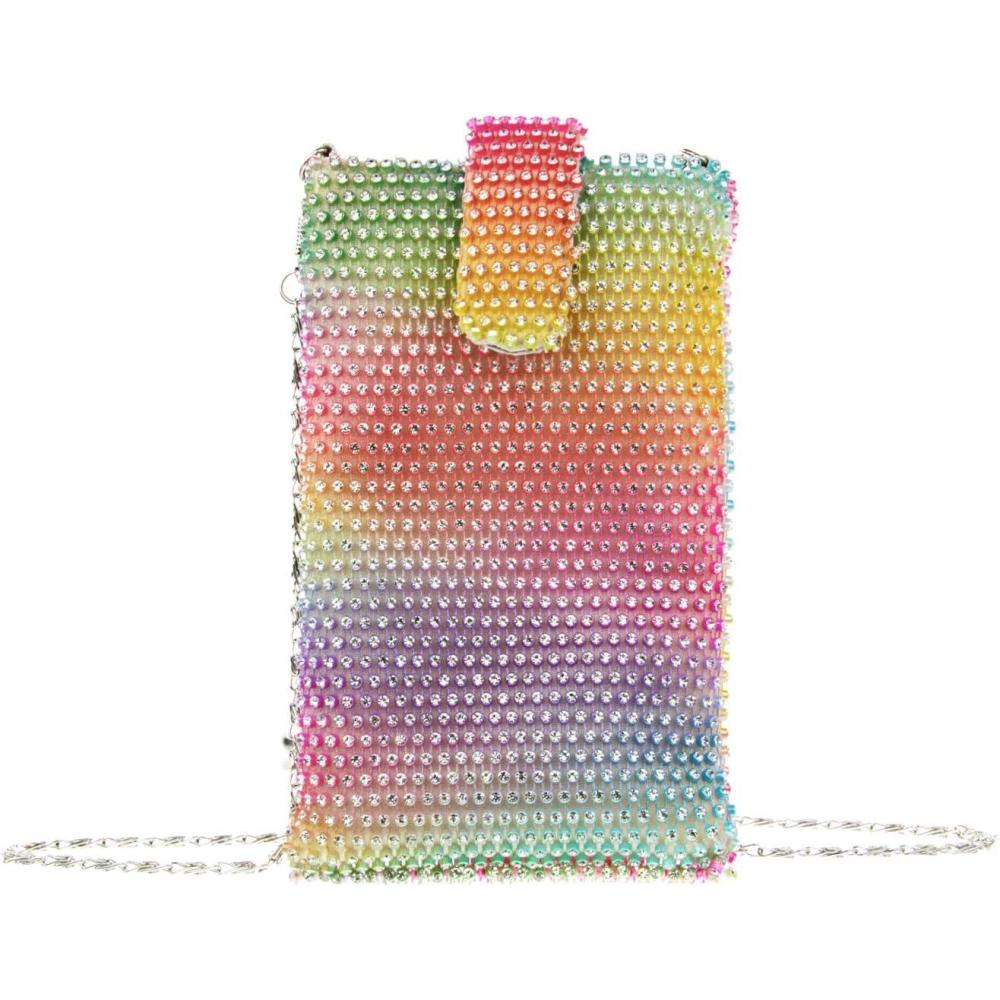 imageOlivia Miller Womens Fashion Cami Rhinestone Mesh Iridescent Cell Phone Crossbody Mini Bag Casual Evening Purse Handbag