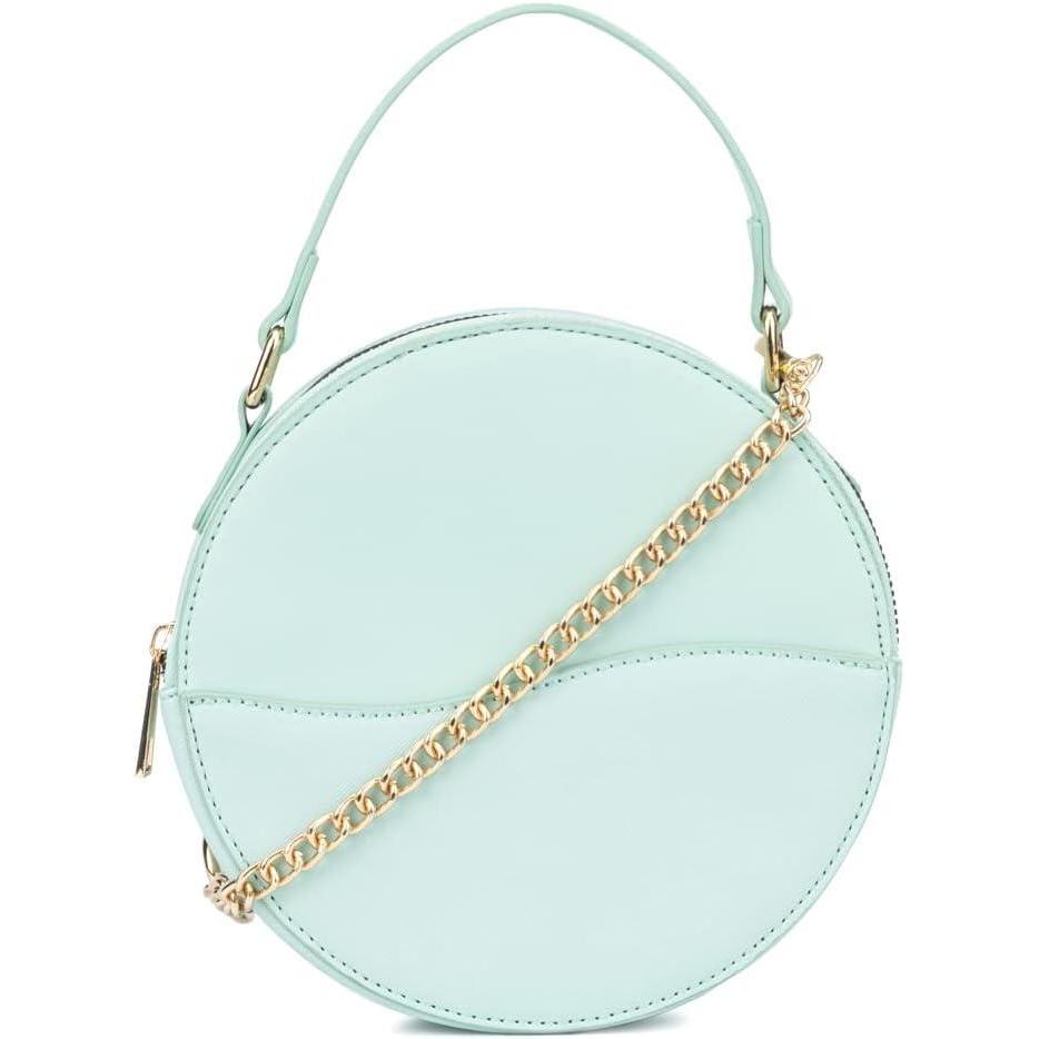 imageOlivia Miller Womens Fashion Iris Faux PU Leather Round Canteen Satchel Bag w Top Handle Casual Trendy Purse Handbag