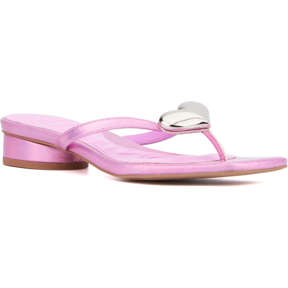 imageOlivia Miller Womens Love Buzz Flat Square Sandals Rubber OutsoleNeon Pink