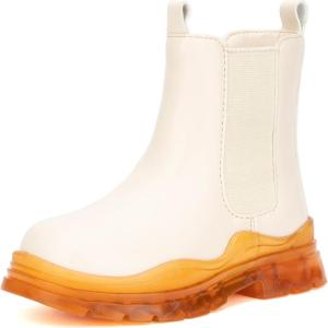 Olivia Miller Girls Anne Ankle, Round Toe Boots, Thermoplastic Rubber Outsole(Ivory Beige)
