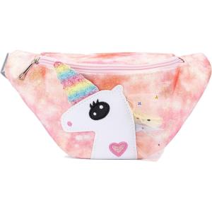 Olivia Miller Girl’s Fashion Casie Pink Mini Pastel Unicorn Fanny Pack, Casual Cute Purse Handbag for Kids & Toddlers