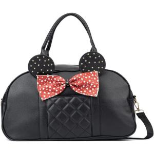 Olivia Miller Women’s Duffel Bag, Kuma Black White Polka Dots Bow w Faux PU Leather Mouse Ears Shoulder Duffle Bag for Ladies, Travel Carry-On Weekender Getaway Weekend Tote for Woman Teens Gym Teenage Sport Gift