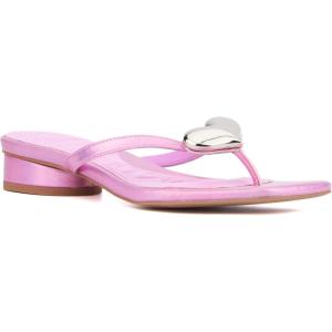 Olivia Miller Womens Love Buzz Flat, Square Sandals, Rubber Outsole(Neon Pink)