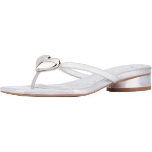Olivia Miller Womens Love Buzz Flat, Square Sandals, Rubber Outsole(Silver)