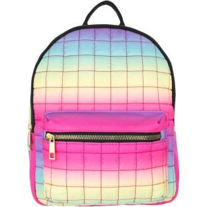 Olivia Miller Women’s Ombre Rainbow Grid Polyester Front Pocket Backpack Fashion