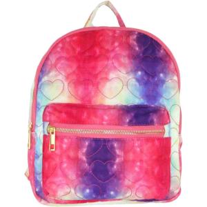 Olivia Miller Women’s Quilted Heart Ombre Rainbow Tie Dye Front Pocket Backpack